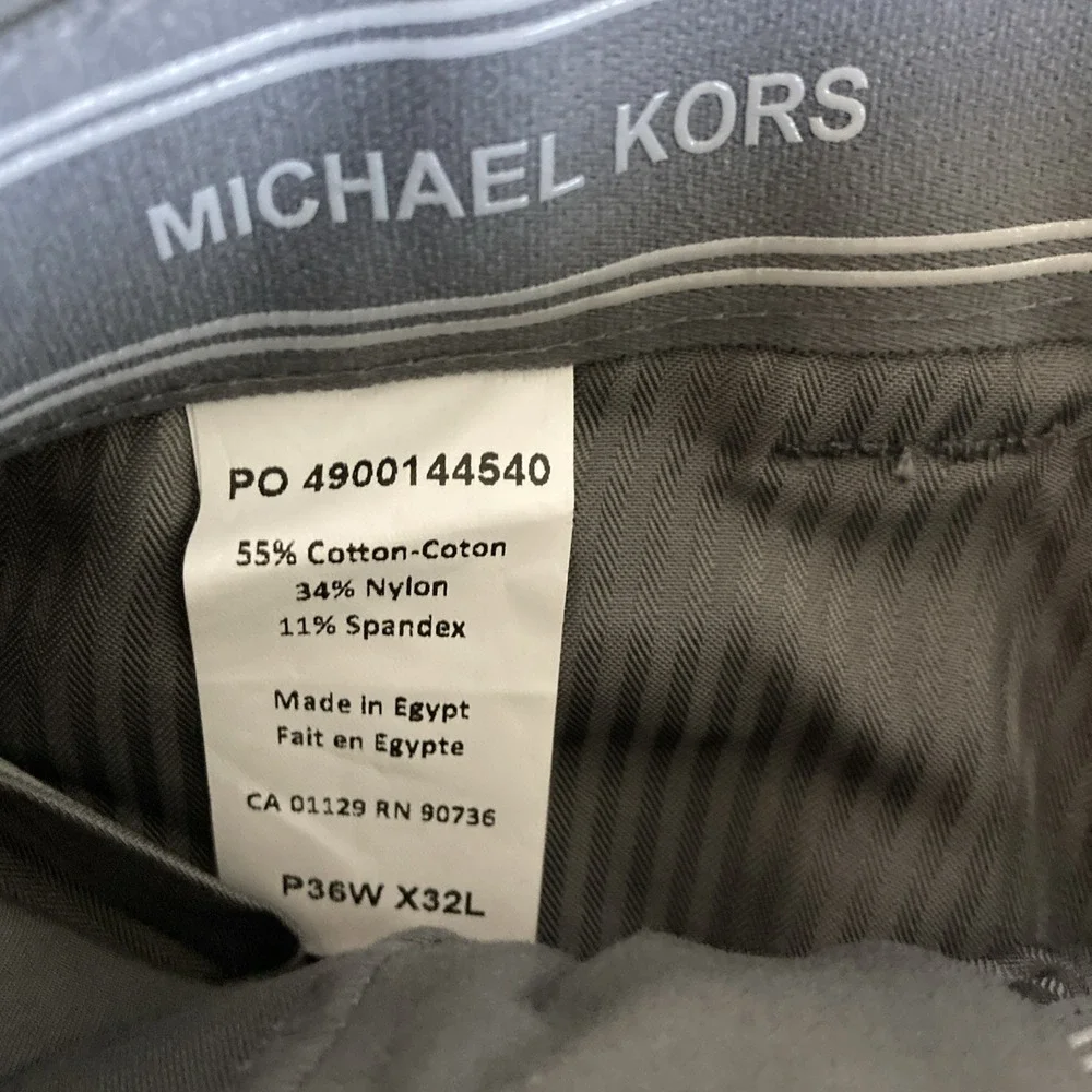 Michael Kors Men's Classic-Fit Cotton-Blend Dress Pants Grey Size 36W 32L